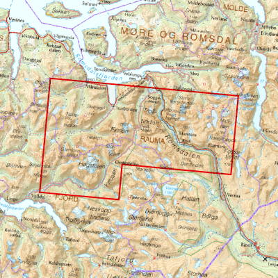 Høyfjellskart Romsdalen: Trolltinden & Høgstolen 1:25 000