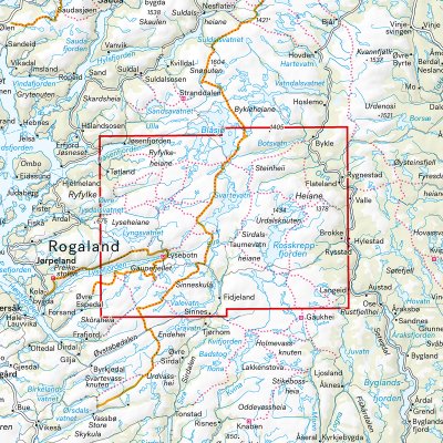 Turkart Lyseheiane, Sirdalsheiane & Setesdal Vesthei nord 1:50 000