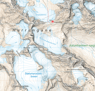 Høyfjellskart Jotunheimen: Hurrungane 1:25 000