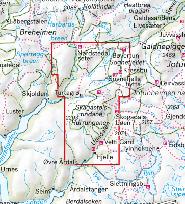 Høyfjellskart Jotunheimen: Hurrungane 1:25 000